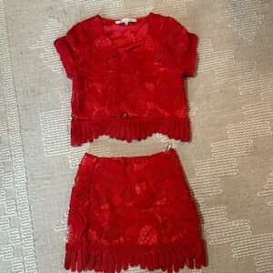 Lovers + Friends red capsian top and skirt combo